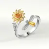 Wholesale Sunflower Sun Copper Pastoral Anxiety Ring Open Ring Rings