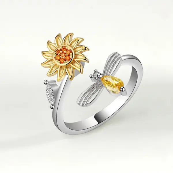 Wholesale Sunflower Sun Copper Pastoral Anxiety Ring Open Ring Rings
