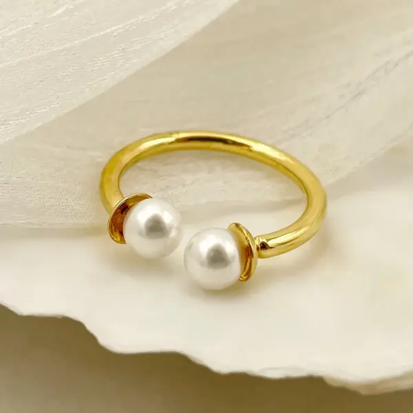 Wholesale Ion Plating (IP) 14K Gold Real Gold Plated Round Palm 304 Stainless Steel Elegant Baroque Style Modern Style Waterproof Non Tarnish Rings
