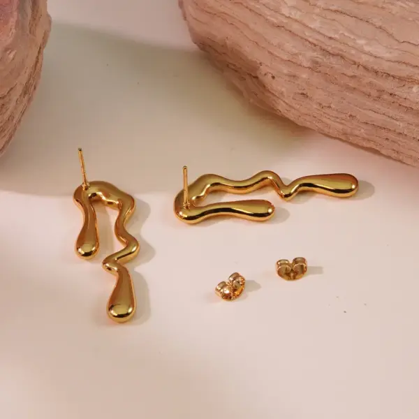 1 Pair Hip-Hop Novelty Classic Style Water Droplets 304 Stainless Steel Imitation Gold Electroplating Drop Earrings