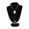 Wholesale Heat Transfer Rosary Beaded Necklace Cross Border Bead Necklace Heat Transfer Cross Metal Pendant