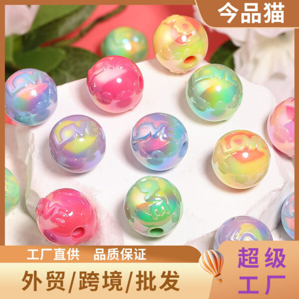 Wholesale Two-tone heart-shaped 3D letter beaded bracelet