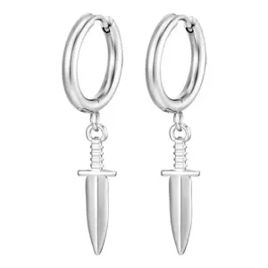 2.5*12 Welding Ring Sword Steel Color Ear Clip