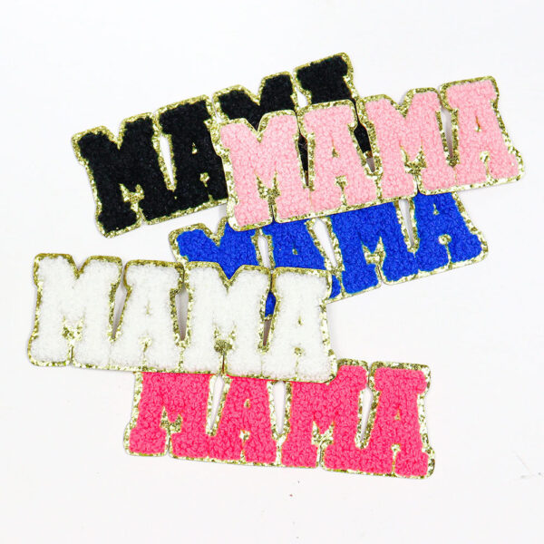 Wholesale English Letter Mama Pattern Embroidered Clothing Accessories Embroider Patch Patch Free Sewing Hot Melt Glue Ironing