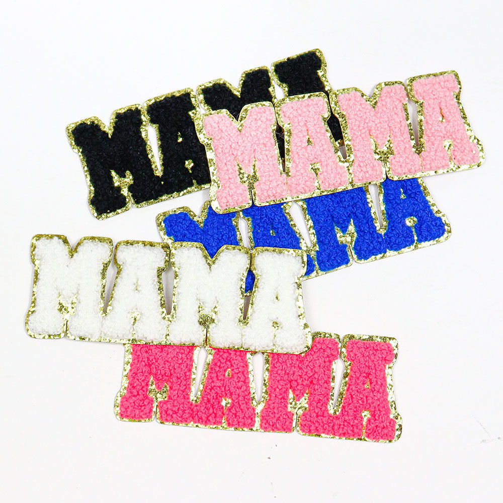 Wholesale English Letter Mama Pattern Embroidered Clothing Aessories Embroider Patch Patch Free Sewing Hot Melt Glue Ironing
