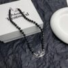 Wholesale Empress Dowager Classic Saturn Crystal Black Pearl Necklace Women Retro Temperament Black Onyx Pearl Clavicle Chain High Version