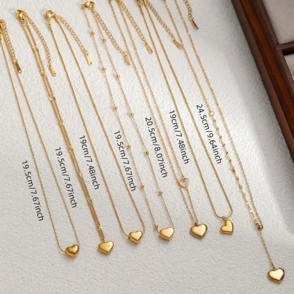 Wholesale Jewelry Simple Style Heart Shape Titanium Steel Pendant Necklace Cable Chain Snake Chain