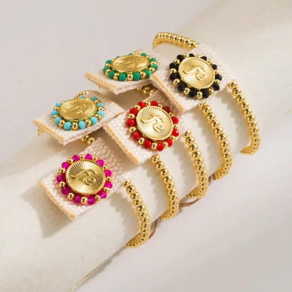 Wholesale Cloth Copper 18K Gold Plated Casual Simple Style Braid Round Letter Bracelets