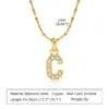 Wholesale Simple Style Letter 201 Stainless Steel Copper Inlay Artificial Diamond Pendant Necklace