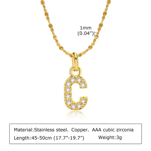 Wholesale Simple Style Letter 201 Stainless Steel Copper Inlay Artificial Diamond Pendant Necklace