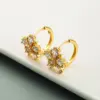 Fashion Flower Inlaid Zircon Copper Artificial Gemstones Earrings
