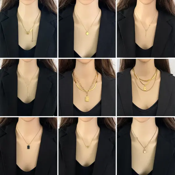 Stainless Steel Elegant Simple Style Plating Inlay Leaf Four Leaf Clover Insect Zircon Pendant Necklace