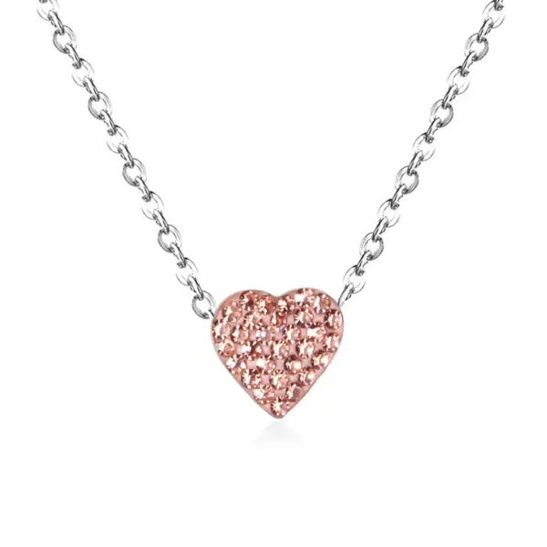 Wholesale Simple Style Heart Shape Stainless Steel Plating Zircon Pendant Necklace