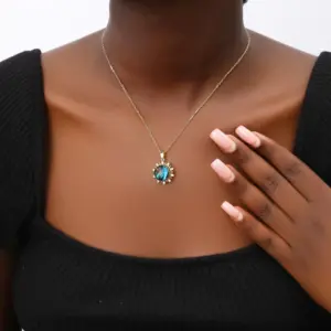 304 Stainless Steel Moon PVD Coated Acrylic Rhinestones 18K Real Gold Plated Vintage Style Plating Gold Pendant Necklace