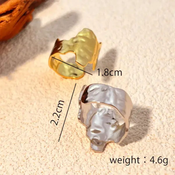 Wholesale PVD Coated Real Gold Plated 18K Gold Wide Surface Solid Color 304 Stainless Steel Casual Retro Classic Style Waterproof Non Tarnish Open Rings