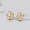 Wholesale Fashion Round Copper Inlay Zircon Ear Studs 1 Pair