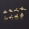 316L Stainless Steel Copper Zircon Ear Cartilage Rings & Studs Leaf Waterproof Non Tarnish Surgical Steel Women'S