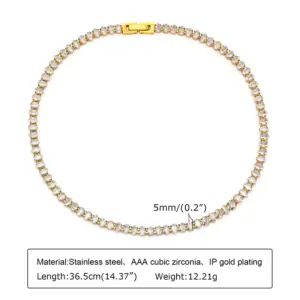 White Zircon Necklace 36.5cm Long