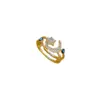 Wholesale Fashion Star Moon Brass Plating Zircon Open Ring