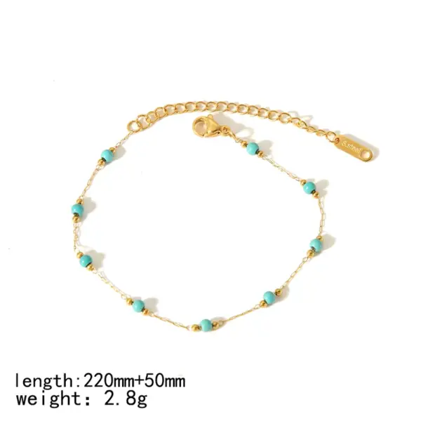 Wholesale PVD Coated Real Gold Plated 18K Gold Round 304 Stainless Steel Simple Style Classic Style Waterproof Non Tarnish Bracelets Anklet Necklace