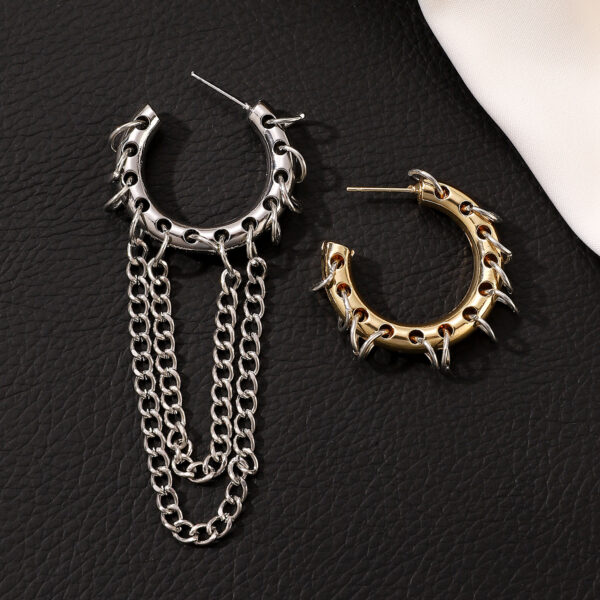 Wholesale European and American Punk Personality Exaggerated Long Tassel Color Contrast Design Earrings Earrings High-grade All-match Chain Earrings Women