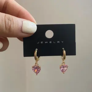 Pink Heart Zircon Earrings Gold Plated