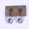 Wholesale Dark Metal Punk Spider Moonstone Earrings