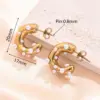 Wholesale 304 Stainless Steel Furnace Vacuum Plating Golden Acrylic Imitation Pearl C- Shaped Ring Concave-Convex U-Shaped Stripe Earrings Earrings