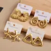 Wholesale Triangle Star Spiral Folded 304 Stainless Steel Electroplated Earrings Fashionable Casual Minimalist Style Women's Jewelry