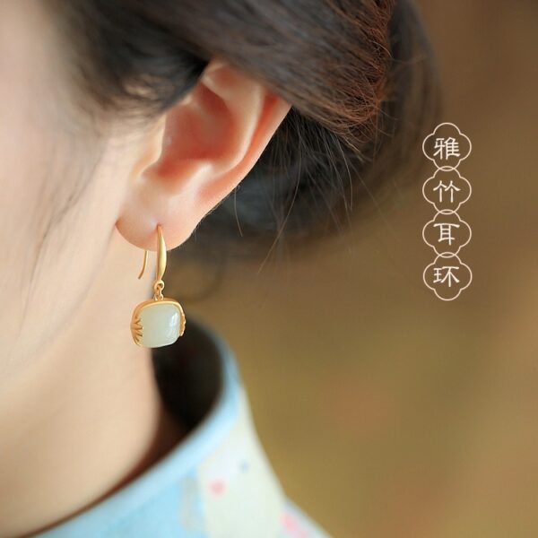 oly-0ce00c924669ed9e690aad3d3ae511c9 Wholesale Ancient Gold Hetian Jade Sugar Earrings Women's National Style Mother's Day Gift Earrings