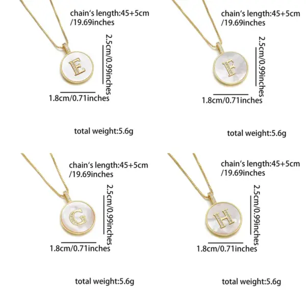 Wholesale Copper 18K Gold Plated Simple Style Classic Style Inlay Letter Letter Shell Zircon Pendant Necklace