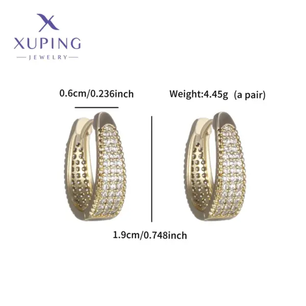 1 Pair XUPING Simple Style Commute Geometric Inlay Copper Artificial Gemstones 18K Gold Plated Earrings