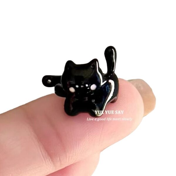 Wholesale Cute fun cute black kitten ear clip 2024 new small exquisite earrings student personality all-match earrings