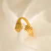 Wholesale PVD Coated 18K Gold Plated Palm 304 Stainless Steel Casual Retro Waterproof Non Tarnish Open Rings