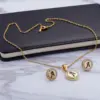 Wholesale PVD Coated 18K Gold Plated Letter Stainless Steel Sweet Waterproof Non Tarnish Earrings Necklace