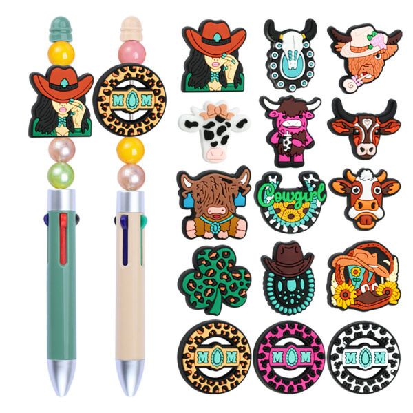 Wholesale Denim series soft rubber ballpoint pen beads