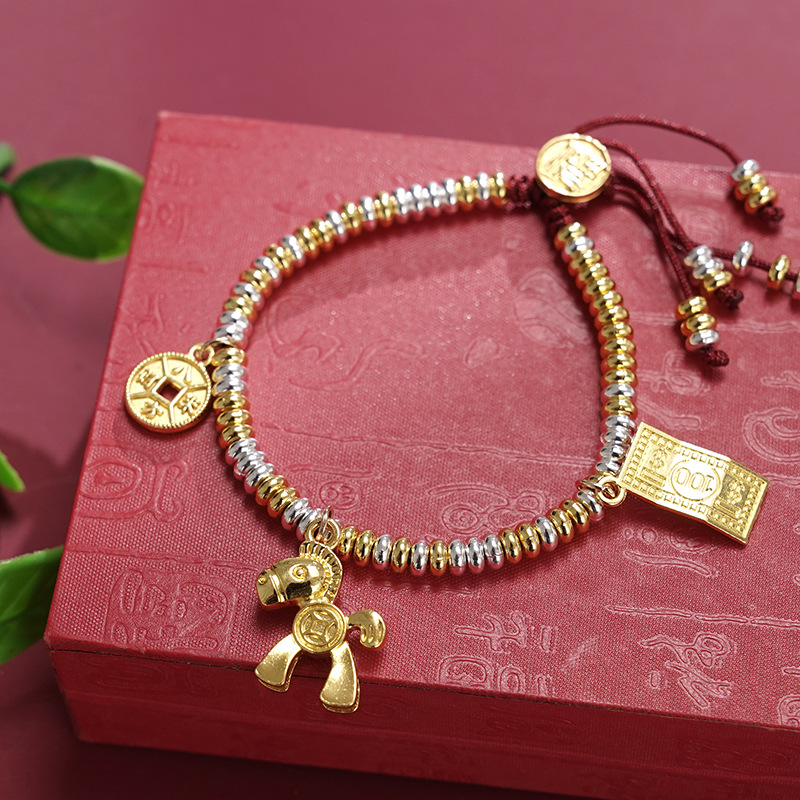 Wholesale Gold and sier mixed immediately get rich scenic area braided bracelet