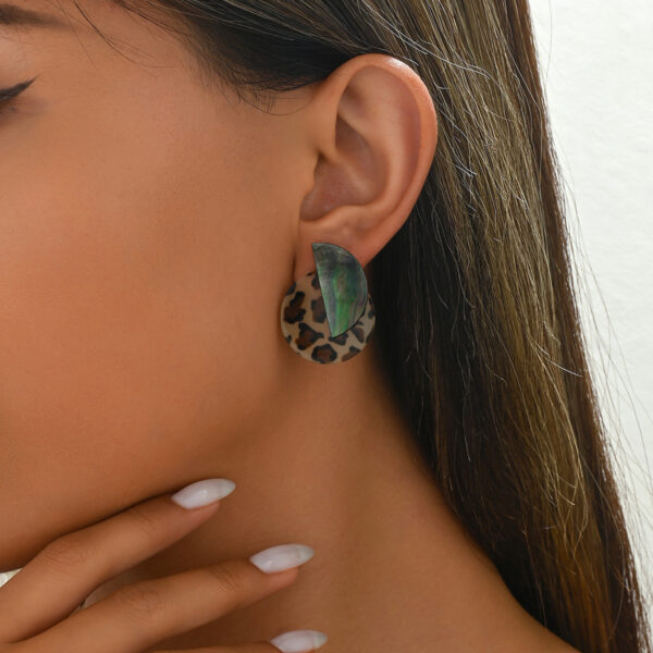 Wholesale Wild charm! Maillard Leopard Earrings Distinctive Exaggerated Earrings European and American Style Retro C- shaped Earrings Autumn and Winter Earrings