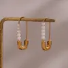 Wholesale PVD Coated Real Gold Plated Geometric Stainless Steel Fashion Waterproof Non Tarnish Earrings