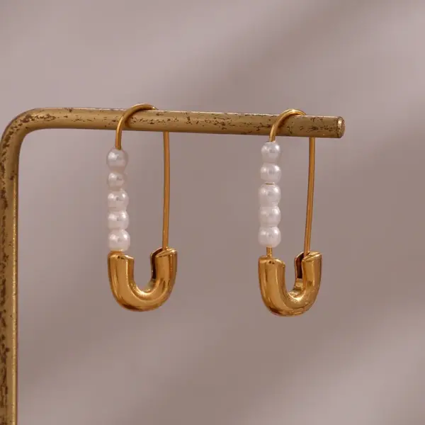 Wholesale PVD Coated Real Gold Plated Geometric Stainless Steel Fashion Waterproof Non Tarnish Earrings