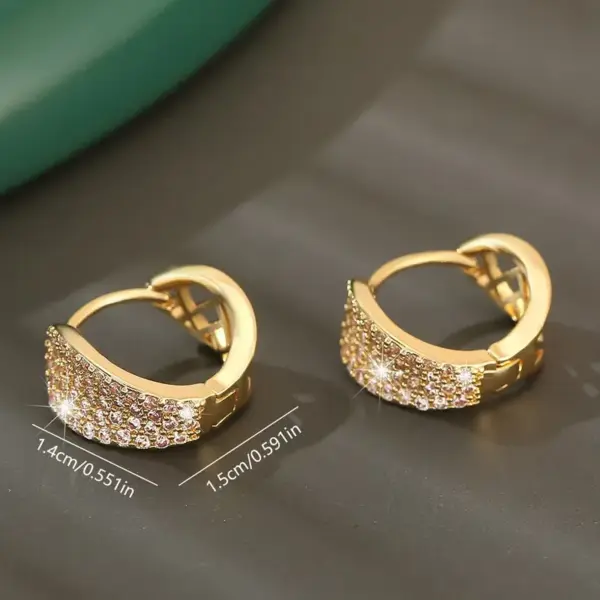 1 Pair Elegant Simple Style U Shape Leaves Inlay Copper Zircon 18K Gold Plated Earrings