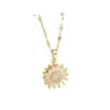 Wholesale Ins Style Geometric Titanium Steel Inlaid Zircon Pendant Necklace