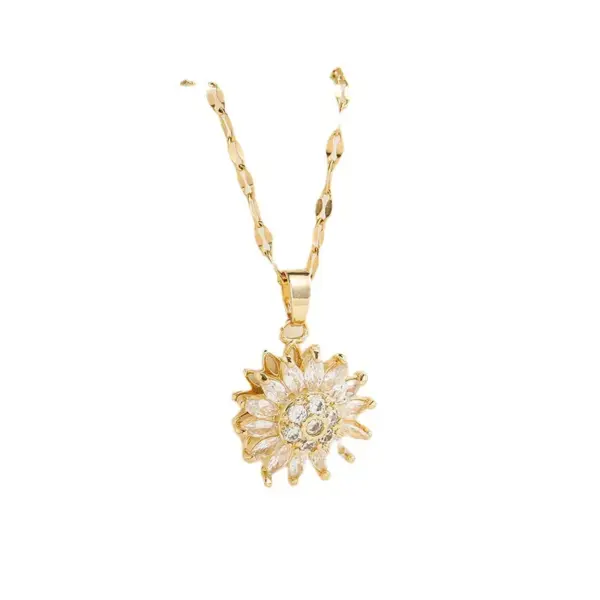 Wholesale Ins Style Geometric Titanium Steel Inlaid Zircon Pendant Necklace