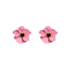 oly-0cf29e5d4a1a1e3d92c6d7302b1a014b Wholesale Sier Raspberry Red Paint Flower Earrings Obsidian Solid Color Petal Earrings Hierarchical Frosted Diamond Earrings