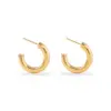 Wholesale PVD Coated 18K Gold Real Gold Plated Geometric 201 Stainless Steel Fashion Waterproof Non Tarnish Earrings