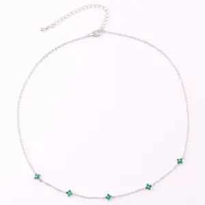 Silver Green Flower / 18K