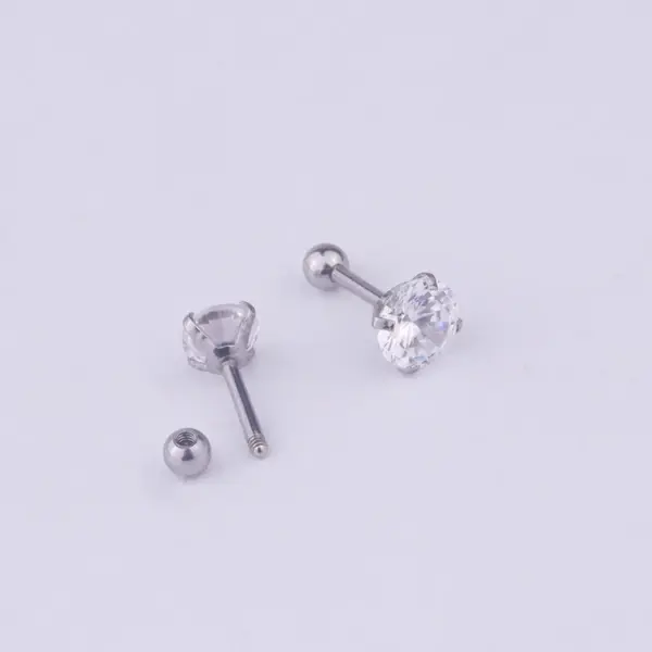 1 Piece 316L Stainless Steel Zircon Ear Cartilage Rings & Studs Geometric Waterproof Non Tarnish Surgical Steel Inlay Ear Cartilage Rings & Studs Women'S