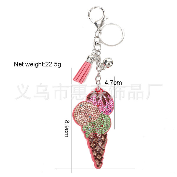 Wholesale Colorful diamond studded ice cream keychain