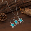 Wholesale Cross border bohemian turquoise turtle earring necklace suit vintage fashion jewelry suit