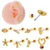 1 Piece Ear Cartilage Rings & Studs Sweet Heart Shape Flower 316L Stainless Steel Copper Waterproof Non Tarnish Surgical Steel Zircon Ear Cartilage Rings & Studs